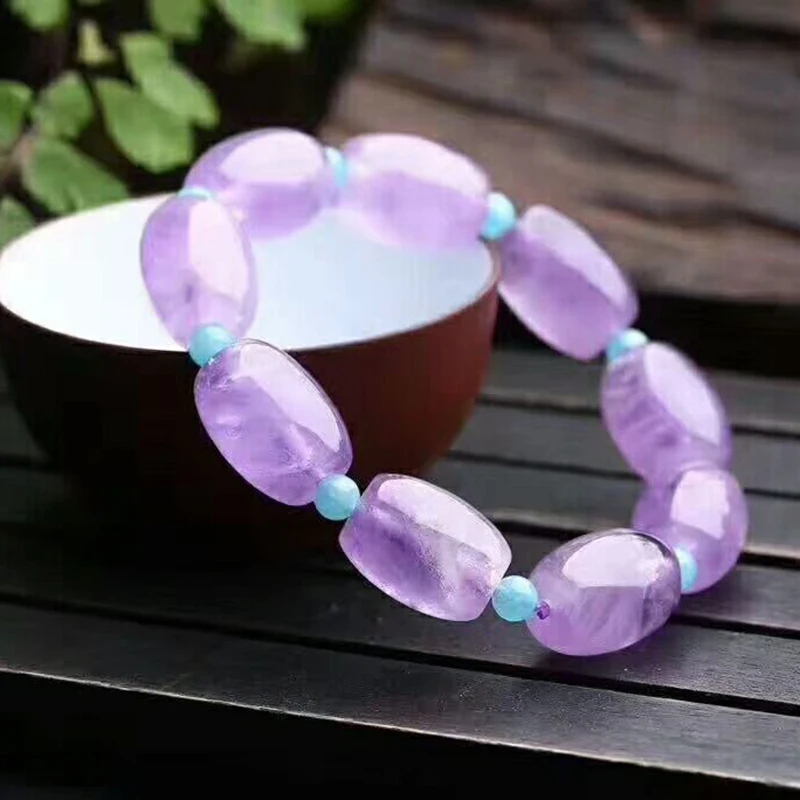 Оптовая продажа фиолетовые браслеты из натурального хрусталя цилиндрические