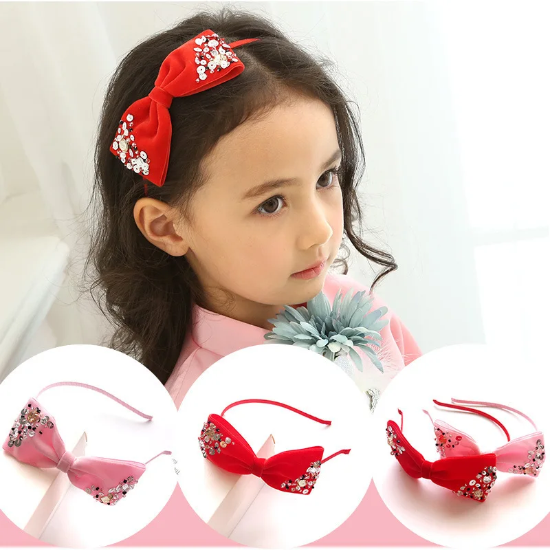1 pcs New Cute Velvet Bowknot Baby Hairbands Kids Hair Hoop Boutique Girls Hair Accessories Children Headbands Princess Headwear