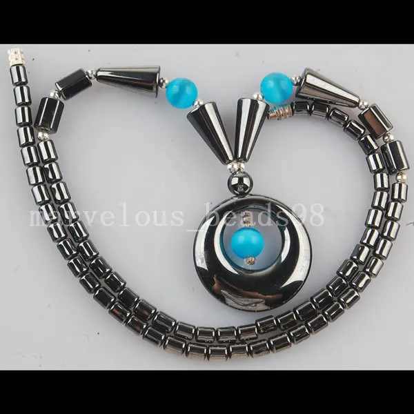 Бесплатная доставка Модные украшения черный немагнитных Гематит круглый кулон