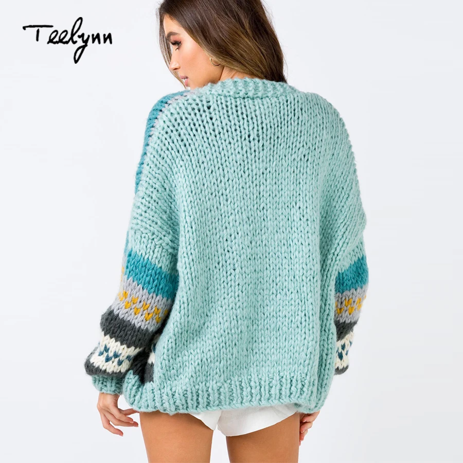 TEELYNN Boho для женщин кардиган свитер 2018 Зима с длинным рукавом толстое теплое