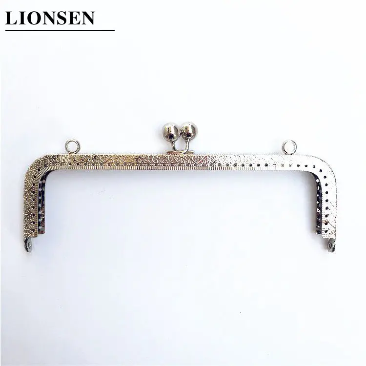 LIONSEN 20 см, большой размер, квадратная металлическая ручка-каркас для кошелька, клатч, сумка, аксессуары для сумочки, поцелуй, застежка, замок, античная бронза, серебро