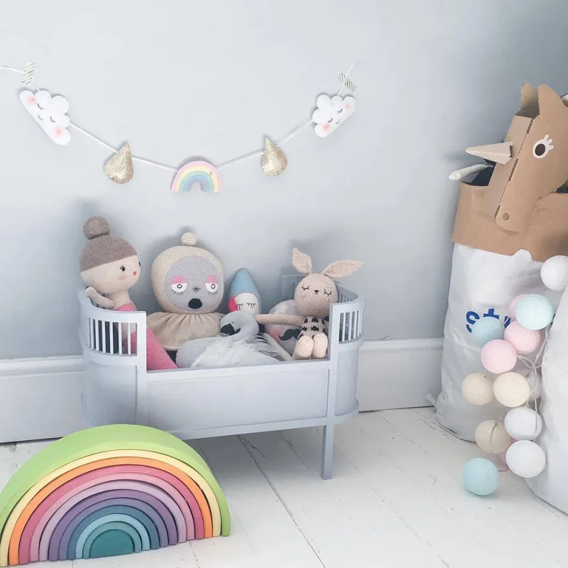 Войлочный облачный Радужный Флаг флажок для детской подвесные украшения скандинавские детские комнаты веревка домашнее подвесное украшение для детской комнаты
