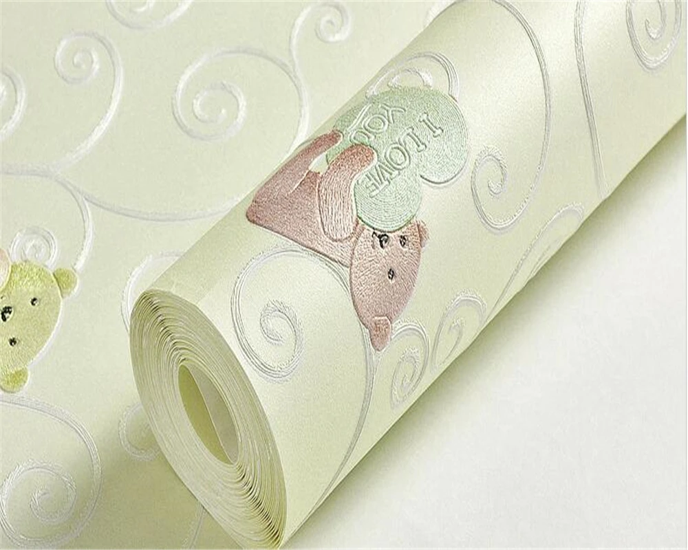 

beibehang bedroom wallpaper murals Beautiful non-woven embossed cartoon bear bears love 3d room wallpaper papier peint mural 3d