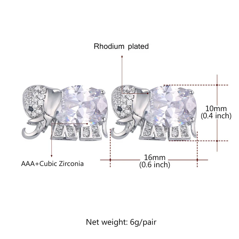 Женские серьги гвоздики с фианитом в виде слона|stud earrings|stud earrings for womenearrings women |