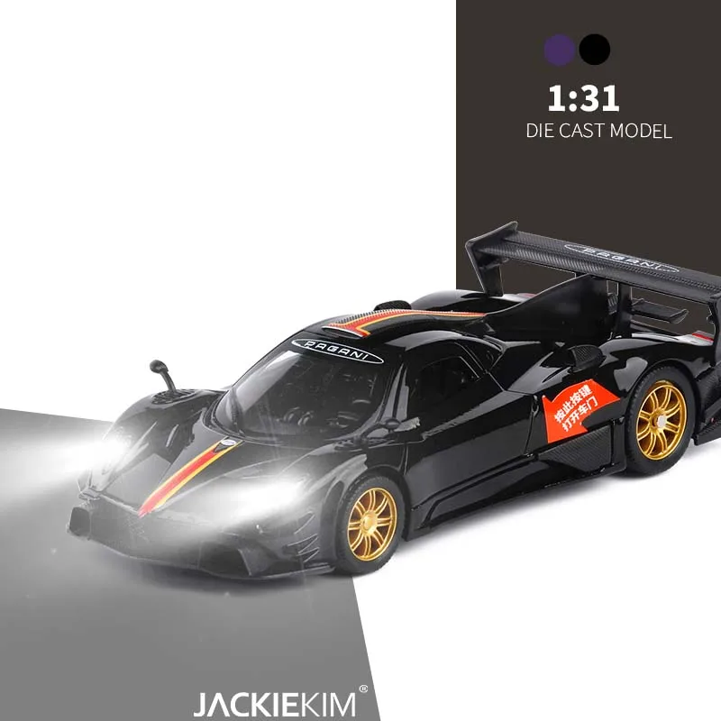 Модель спортивного автомобиля из 1/31 сплава Pagani Zonda, металлические Литые под давлением игрушечные транспортные средства, мигающие музыкальные детские игрушки, подарки