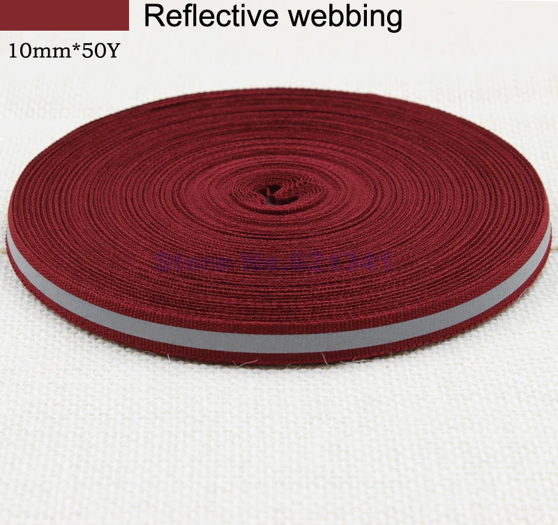 Burgundy Red Color 10mm*5mm High Bright Reflective Fabric Tape Webbing Ribbon (50 yards/lot) | Дом и сад