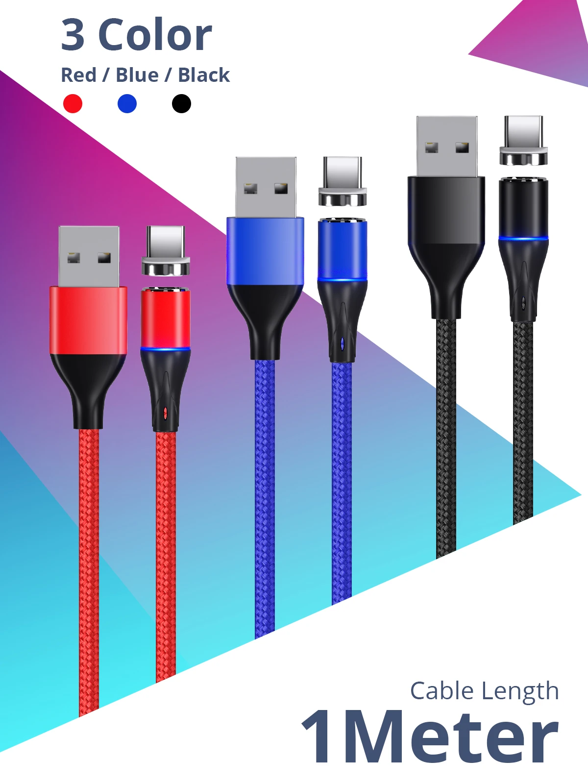 3A Магнитный Micro-USB, Тип usb C зарядный кабель 7-контактный жила провода для передачи данных быстрая Зарядное устройство Мобильный телефон магнит шнур Android Тип-C телефонных кабелей