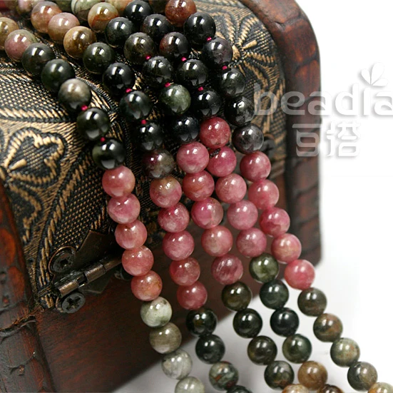 Бесплатная доставка 6 мм смешанные цвета натуральный турмалин круглый камень