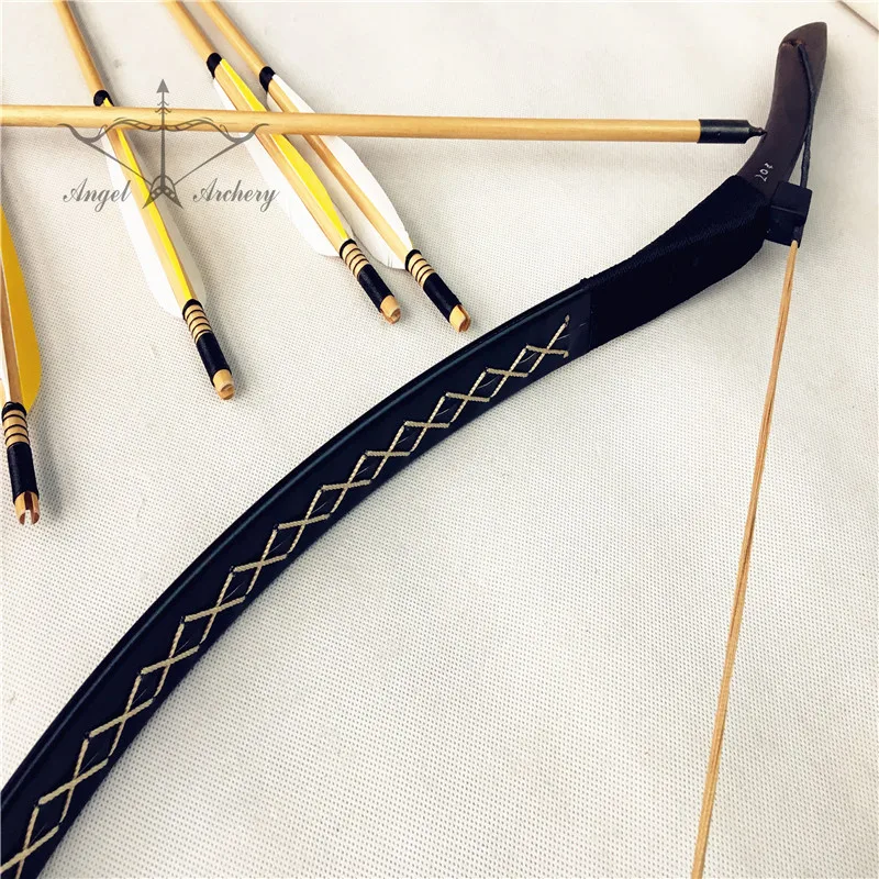 Черный кожаный бант 20lb-60lb ручной работы для Longbow охоты лука луки и стрелы