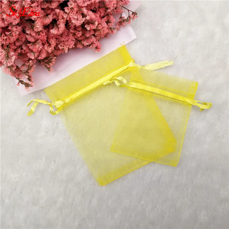 yellow 100 шт подарочные пакеты, большие сумки из органзы, упаковка, сумки для ювелирных изделий, свадебные украшения 7x9 10x15 17x23 20x30 30x40 см 5z - Цвет: yellow
