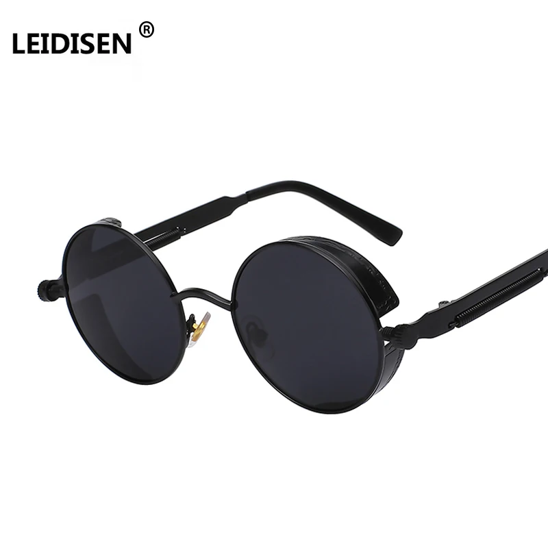 LEIDISEN Gothic Sunglasses POLARIZED Men Women Steampunk Round Metal Frame Sun Glasses Eyewear Brand Designer High Quality UV400 |