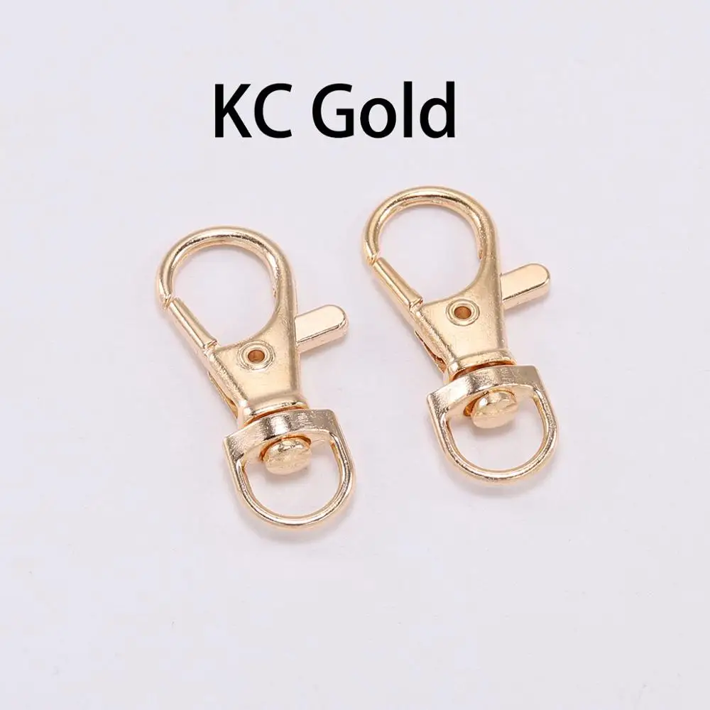 KC Gold 10 шт./лот шарнирная застежка-Омар брелок с крючками разъемное кольцо для ключей Разъем для сумки ремень собачьи цепи DIY ювелирных изделий - Цвет: KC Gold