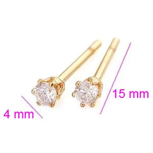 Женские серьги гвоздики в форме короны желтого золота и 6 зубцов 4 мм 0 65 карат с