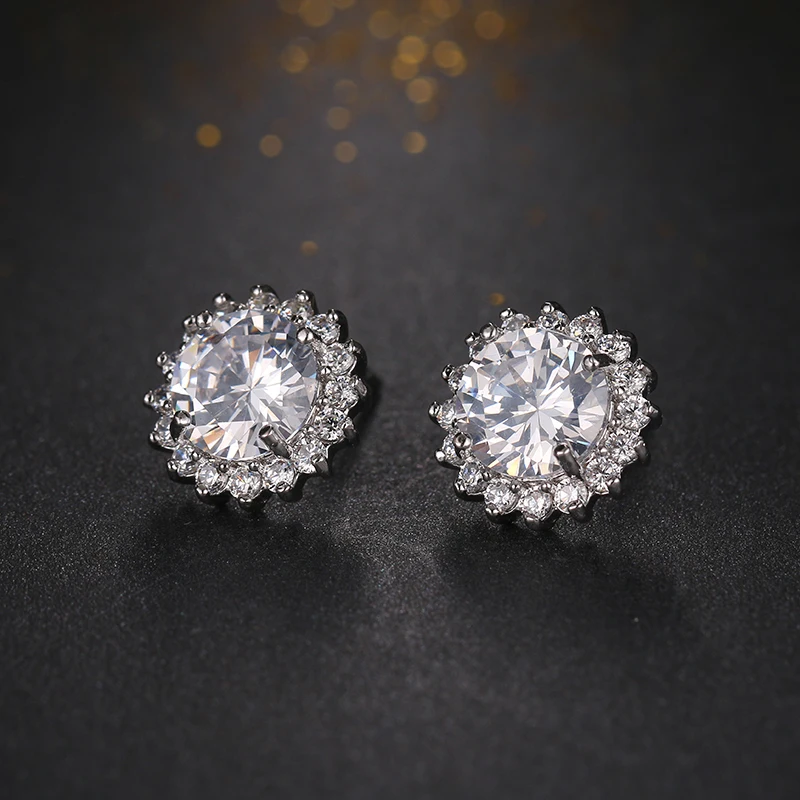 Женские серьги пусеты Emmaya круглые с фианитом|stud earrings|women earringsearring studs earrings |