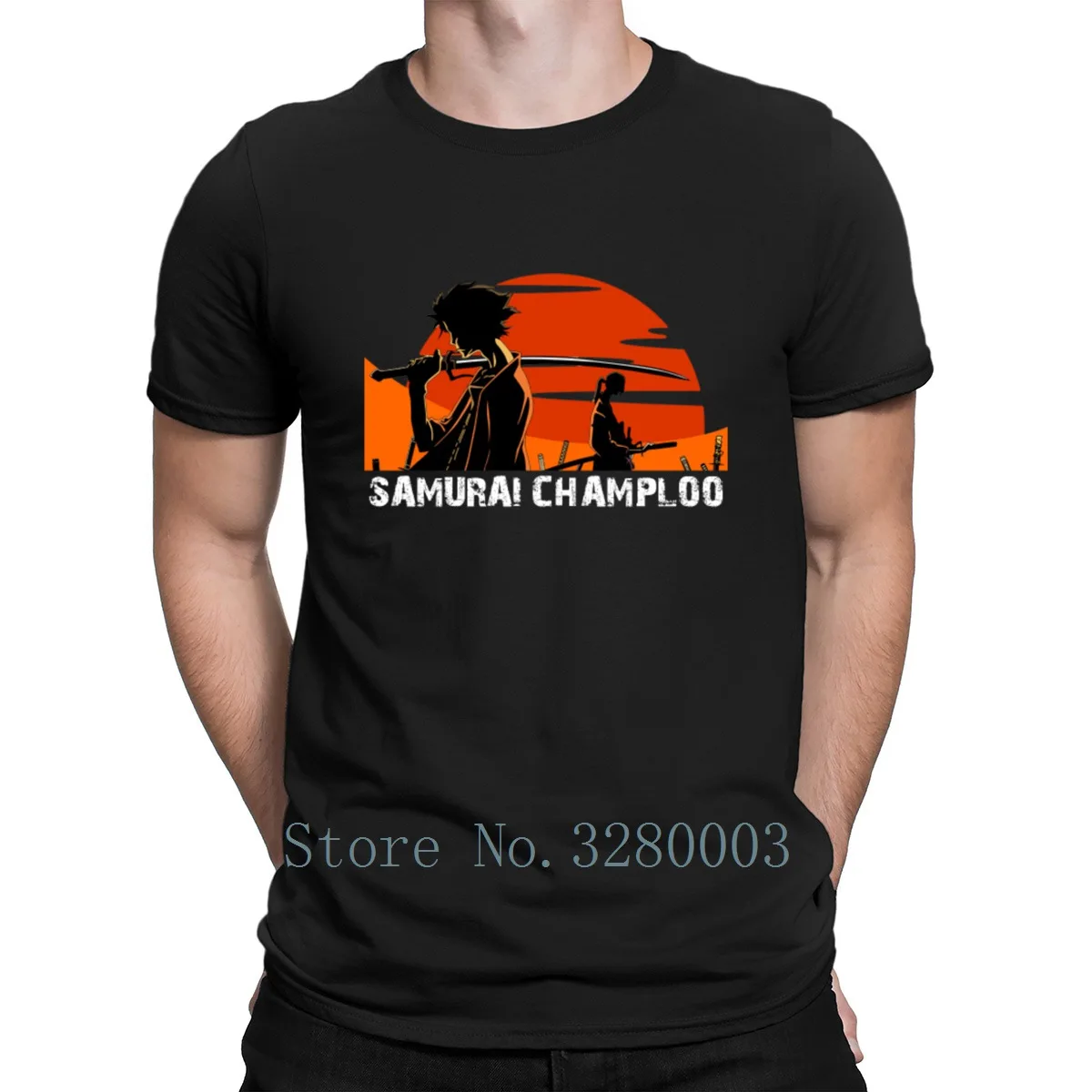 Samurai Champloo японская аниме Манга Футболка вырез лодочкой наряд весна осень