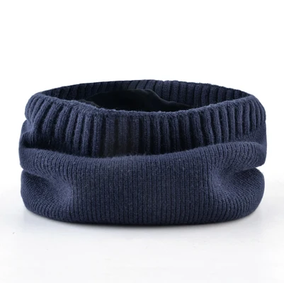 Blue Scarf Шапка зимняя Мужская теплая шапка сплошной цвет вязаная шапка и шарф для женщин добавить бархат вязание унисекс шапки Установить - Цвет: Blue Scarf
