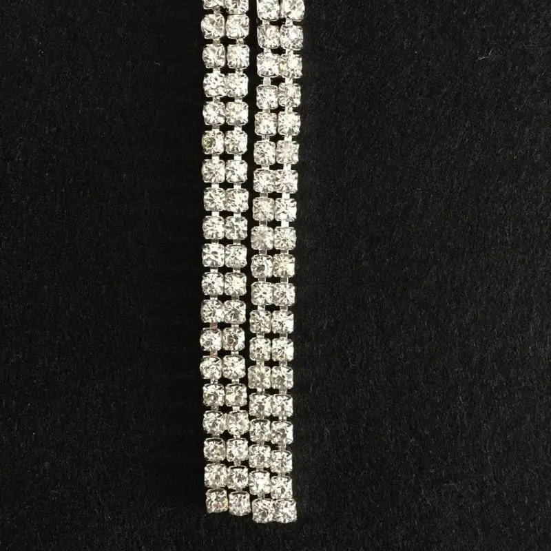 Прозрачные Стразы SS16 для шитья 1 ярд 2 ряда серебристые аксессуары своими руками |