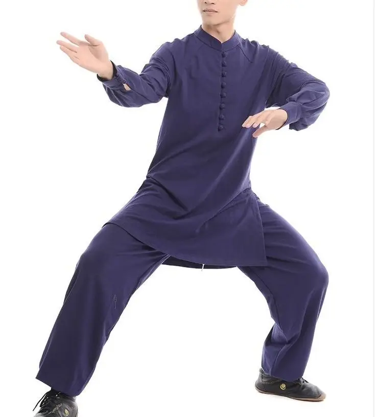 Унисекс кунг фу униформа для йоги wushu костюмы тай чи костюм даосский халат одежда