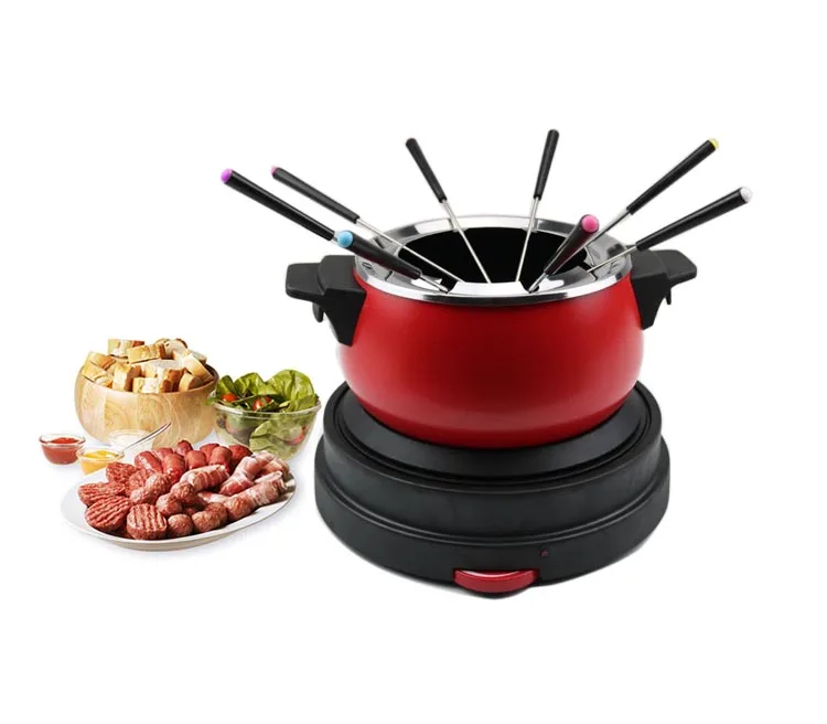 Electric Cheese Chocolate Fondue Set Kitchen Fondue Pots Cheese Fruit Dessert Fork Fondue Melting Pots Kitchen Tools