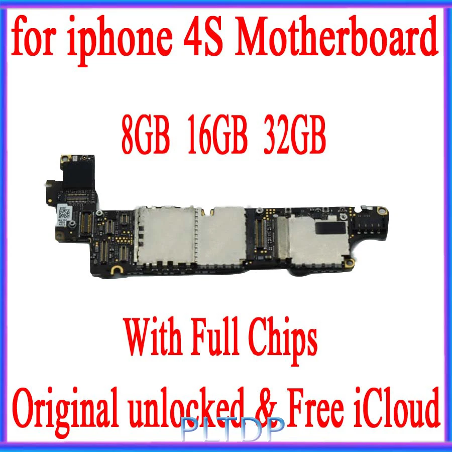 Бесплатный iCloud для iphone 4S материнская плата с полным чипом, оригинальная разблокированная материнская плата для iphone 4S с системой IOS, 8 ГБ 16 ГБ 32 ГБ
