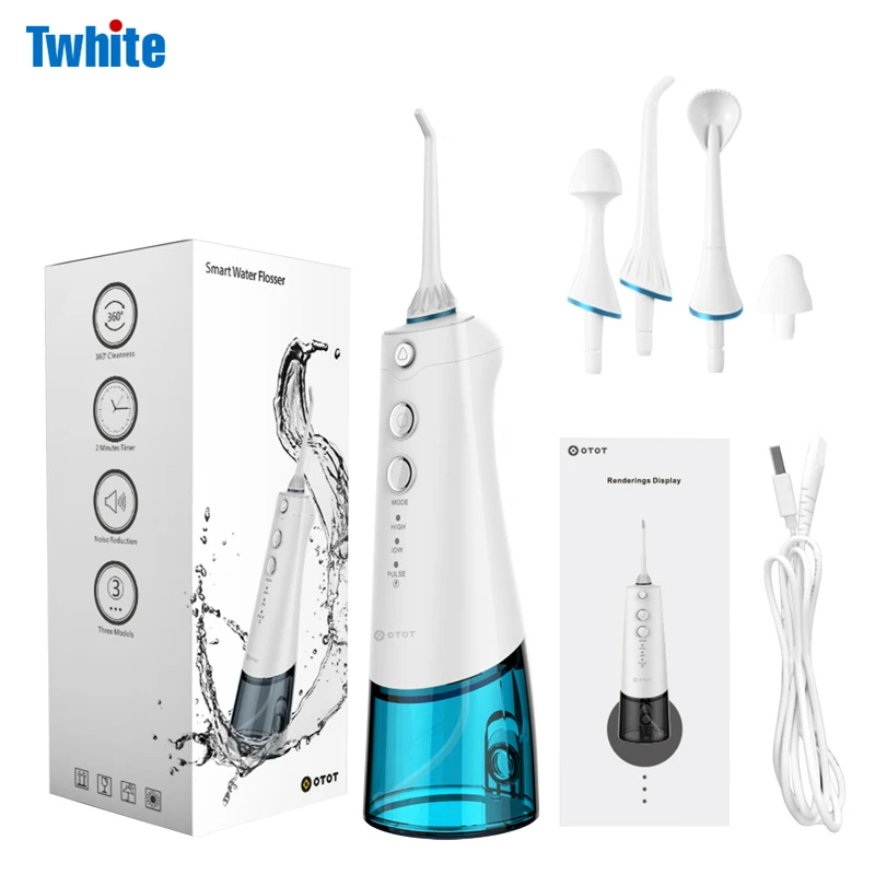 Blue with accessory Высококлассный Электрический ирригатор для полости рта USB Перезаряжаемый водный Флоссер переносная зубная вода струя 300 мл отбеливание зубов орошение - Цвет: Blue with accessory