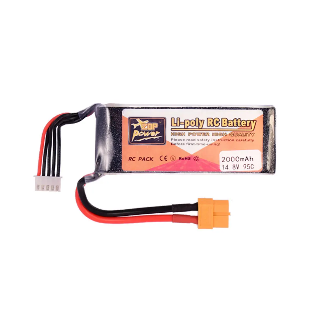 ZOP Power 14 8 V 2000mAh 95C 4S Lipo батарея XT60 вилка перезаряжаемая для RC гоночного дрона