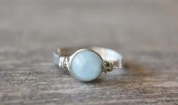 Кольцо с драгоценным камнем в проволочной обмотке 2 шт. кольцо ручной работы