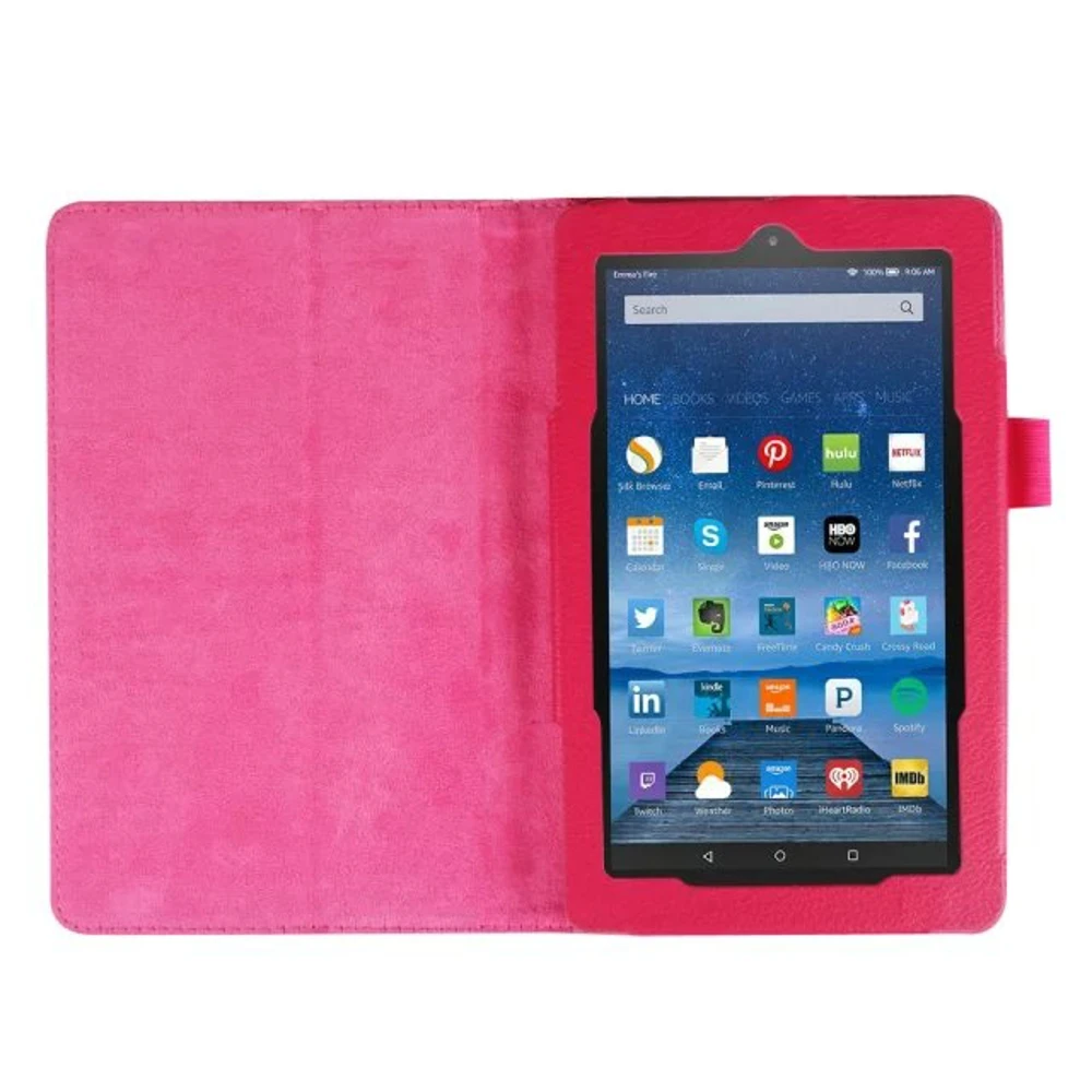 3в1 Роскошный кожаный чехол книжка + пленка стилус для Amazon New kindle Fire 7 HD7 &quot2015 5th 5 Gen