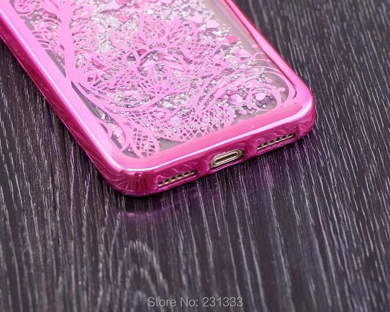 С ку покрытие жидкий зыбучий песок Цветок Блеск Мягкий ТПУ чехол для Iphone X 8 7 PLUS I7 6