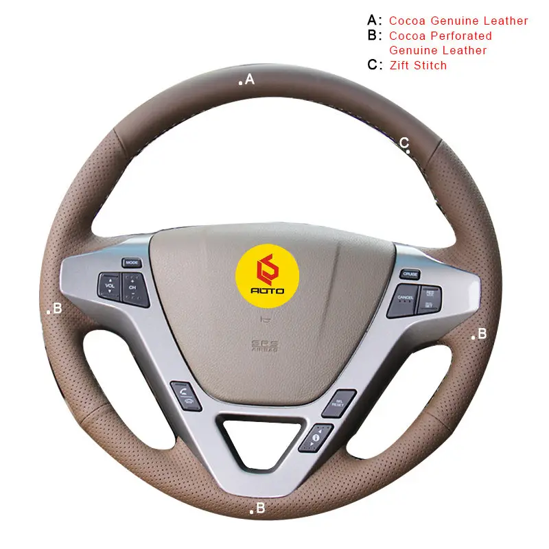 Genuine Leather Ручной швейный чехол рулевого колеса автомобиля для Honda Acura MDX 2009-2012 интерьер Авто оплетка на руль покрытие автомобиля-Стайлинг - Название цвета: Genuine Leather