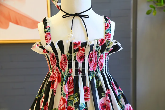 Модное Цветочное платье для девочек Летнее цветочное без рукавов с лентой волос