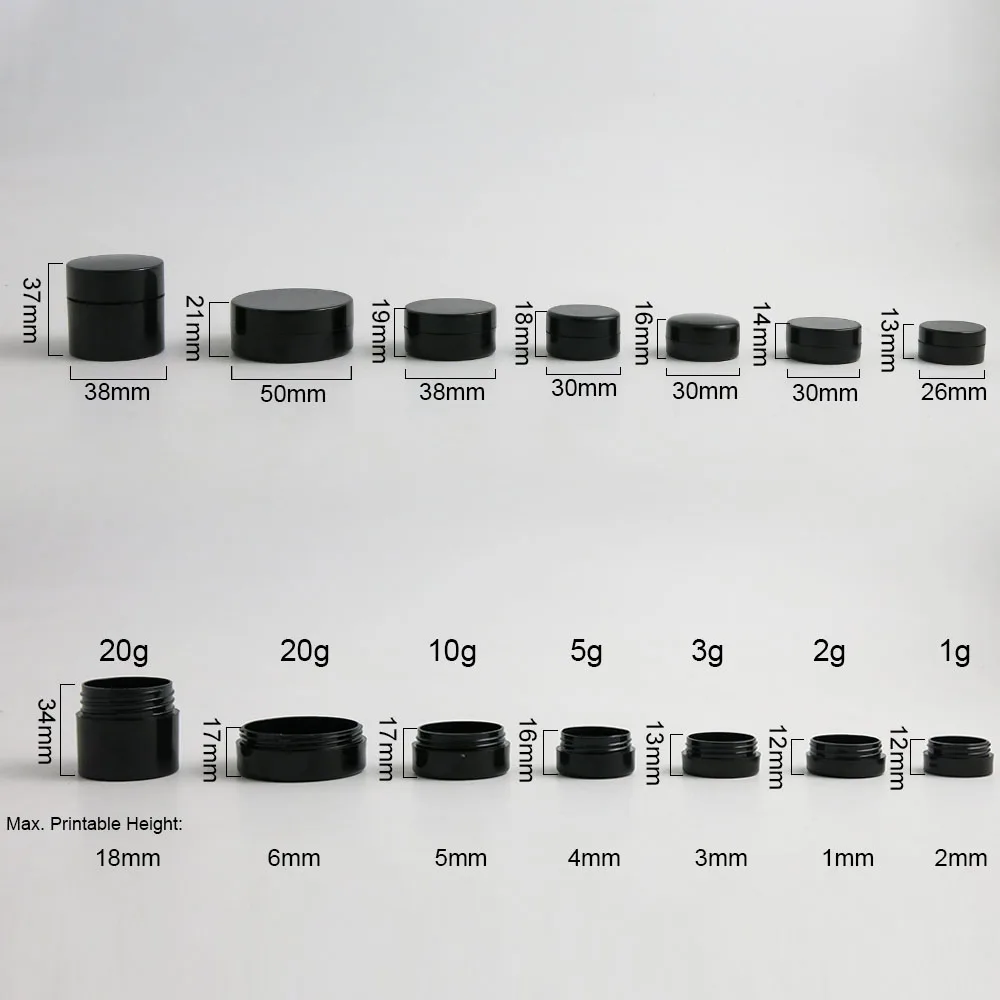 500 x 1g 2g 3g 5g 10g 20g Portable Small Makeup Nail Art Cosmetic Jar Cosmetic Packaging Container Black Travelling Cream Pot
500 x 1g 2g 3g 5g 10g 20g Portable Small Makeup Nail Art Cosmetic Jar Cosmetic Packaging Container Black Travelling Cream Pot