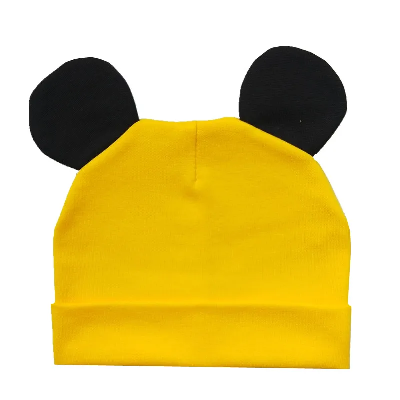 Mickey yellow 1 Хлопковая детская бейсболка дети высокого качества мальчики девочки шапка Микки Beanies Colorblock детская мягкая шапка детские теплые шапочки реквизит для фотосессии - Цвет: Mickey yellow 1