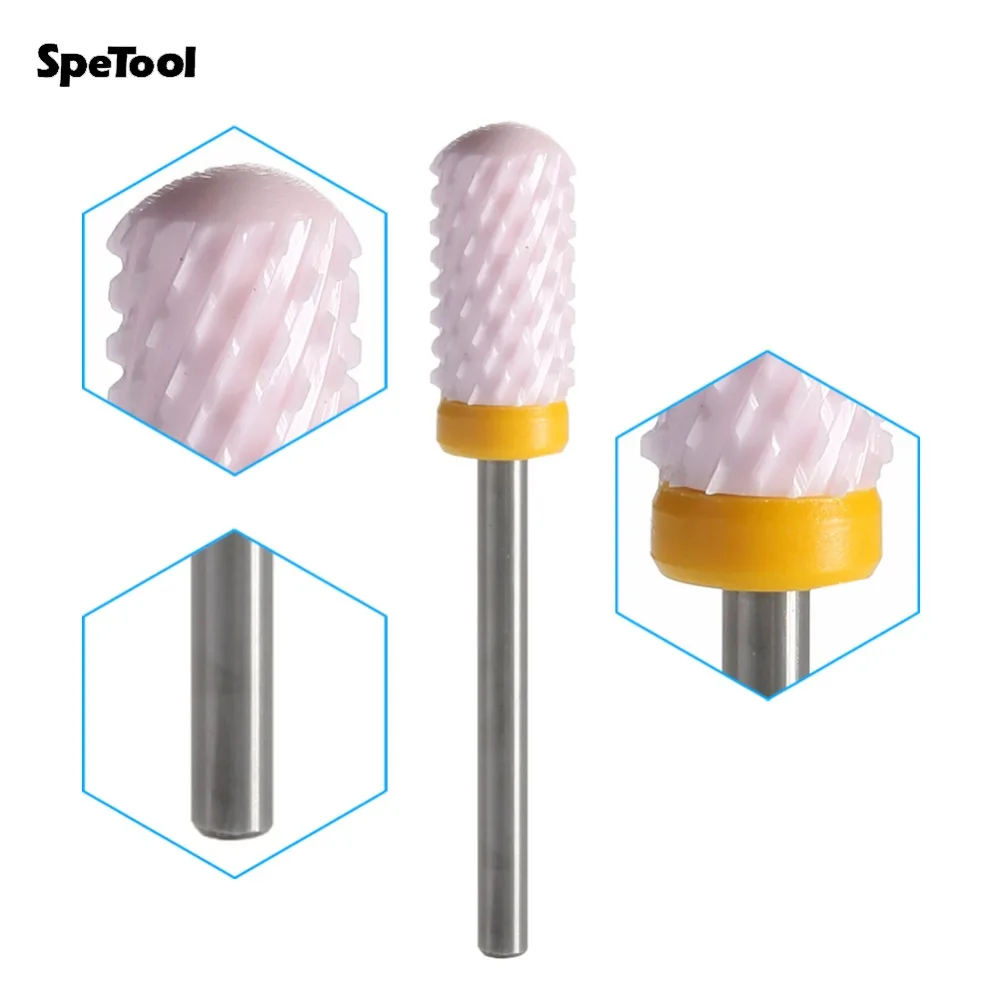 Розовые керамические насадки SpeTool 3/32 дюйма для электрического маникюра и