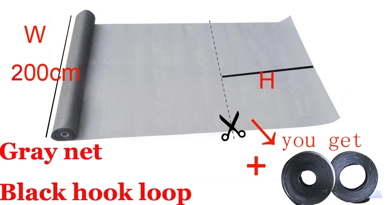gray Width 200cm DIY москитная сетка окно сетка против насекомых москитная муха экран занавес на окна невидимая волокнистая стеклянная сетка для окна может быть на заказ - Цвет: gray Width 200cm