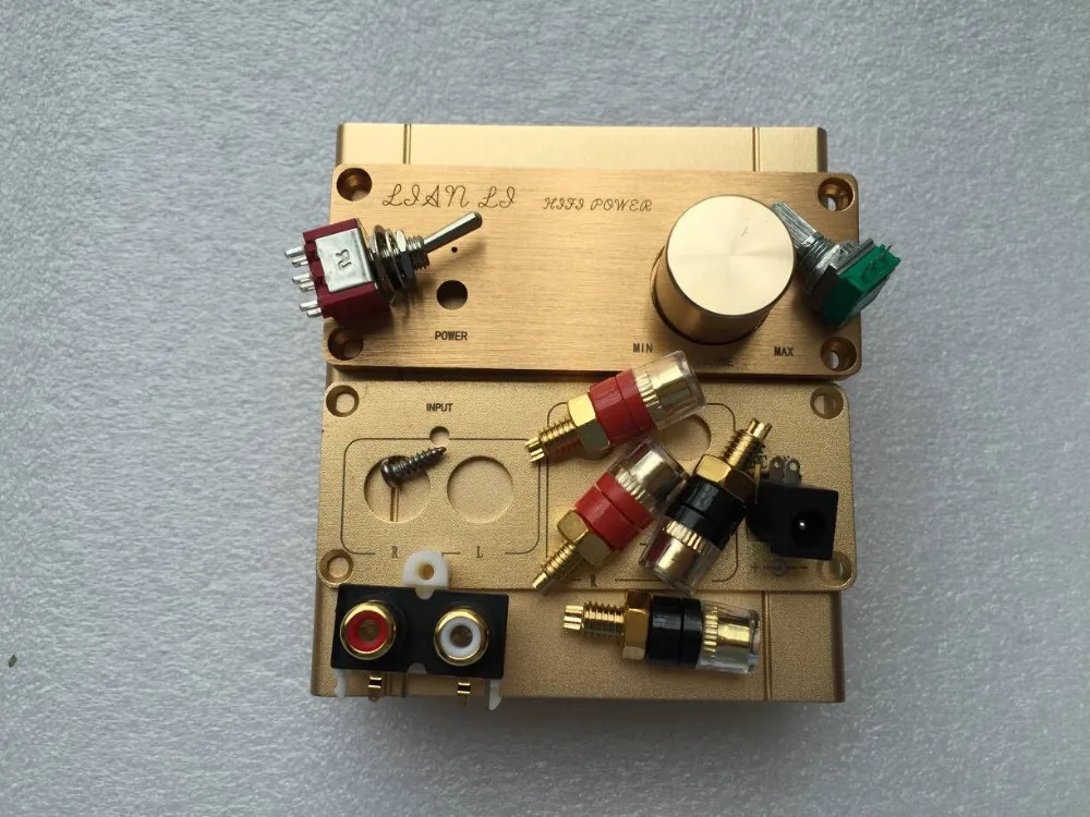 Мини усилитель алюминиевый DIY чехол шасси серебристый и золотой включает клеммы |