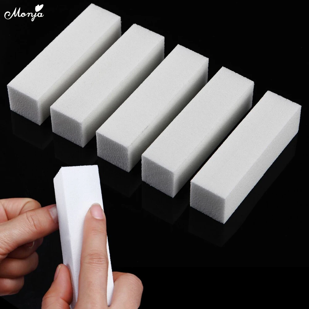 Monja 5 шт. Белый Nail Книги по искусству буферный блок Файлы накладные природа ногтем