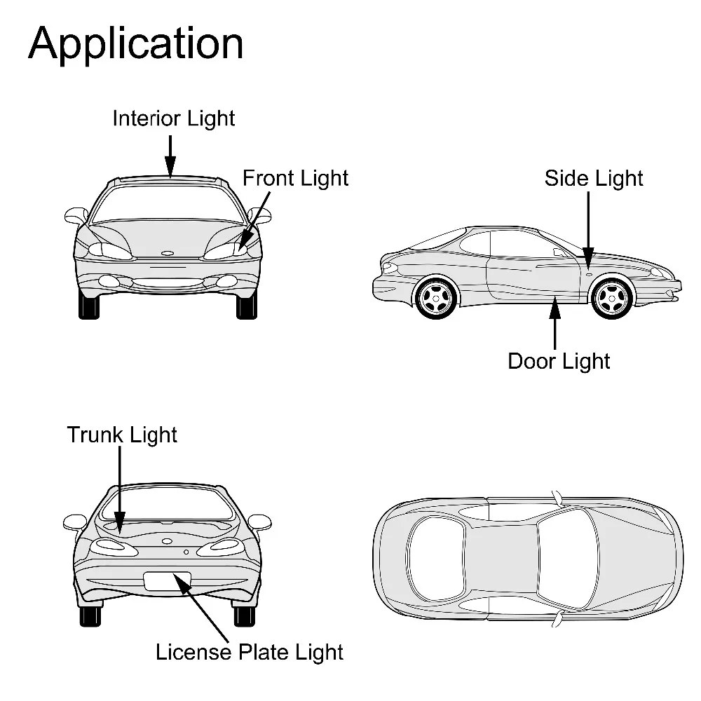 

AGLINT 10PCS T10 W5W LED Bulbs 168 194 501 2825 5050 SMD Canbus For Interior Dome Reading Map Trunk Light Xenon White 6000k 12V