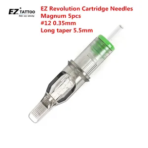 Картридж EZ Revolution для тату-игл Magnum #12 0,35 мм, длинный конус 5,5 мм для картриджной машинки и захватов 5 шт.лот