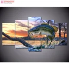 Алмазная мозаика сделай сам 5 шт.компл., полная Алмазная вышивка, прыгающая рыба, 3d Алмазная живопись, вышивка крестиком, круглая вышивка, мульти-картина