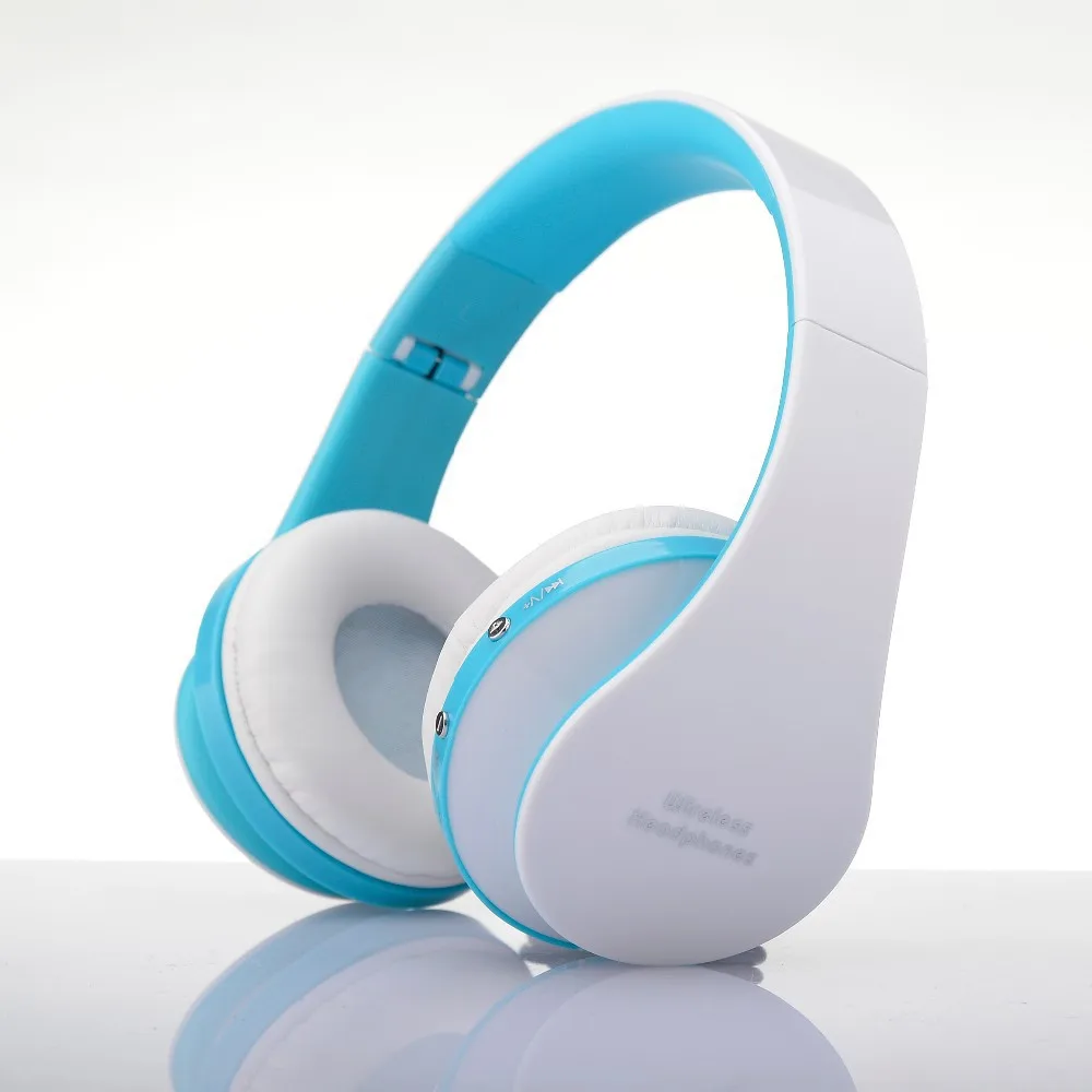 White Blue Складные HiFi Bluetooth Наушники Накладные наушники проводные/беспроводные наушники Складные стерео игровая гарнитура геймер регулируемые наушники - Цвет: White Blue