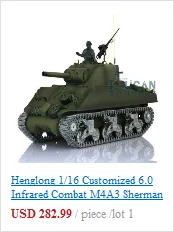 2,4 г Henglong 1/16 масштаб 6,0 инфракрасный боевой пластик M4A3 Шерман РТР р/у Танк 3898 360 турель TH12810