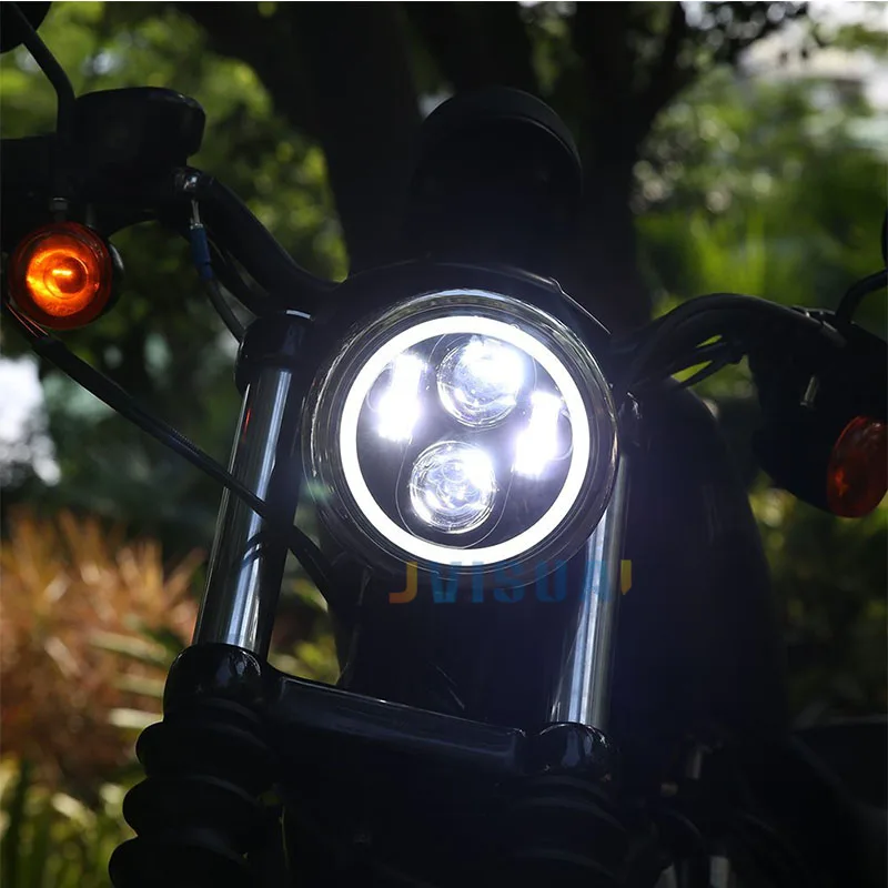 5 75 дюймов светодиодные фары halo Кольцо Белый DRL ангельский глаз для Sportster Touring-Super