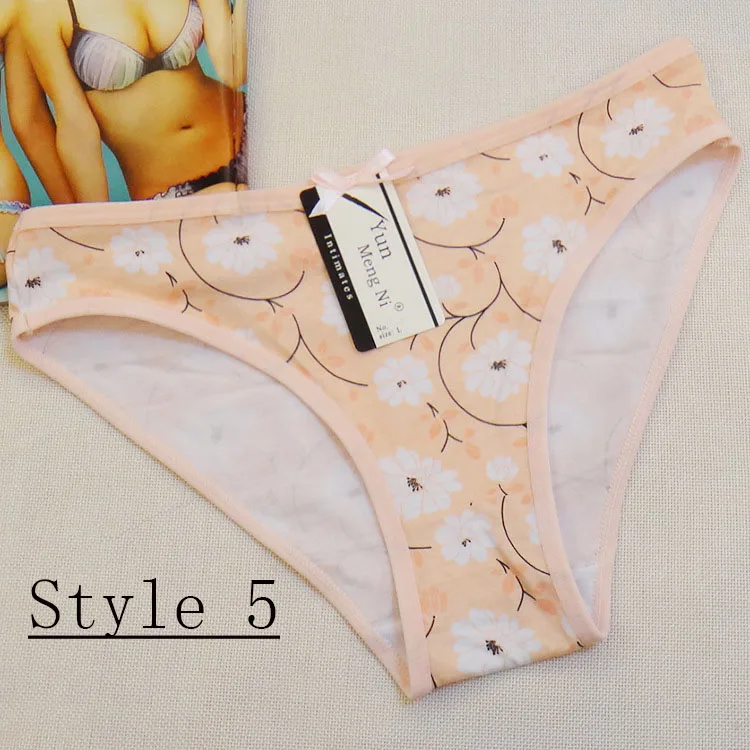 Style 5 1 шт., сексуальные женские трусы с принтом, красивые модные женские милые трусики с низкой талией, комфортные, дышащие, 95% хлопок, нижнее белье - Цвет: Style 5