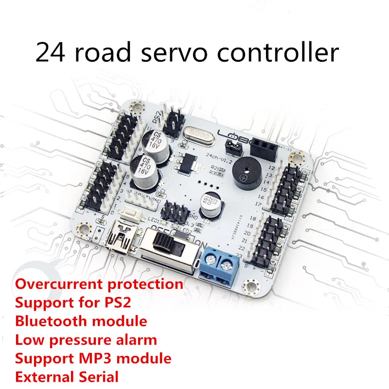24 канальная плата сервоуправления с поддержкой PS2handle / Bluetooth MP3 модуль для