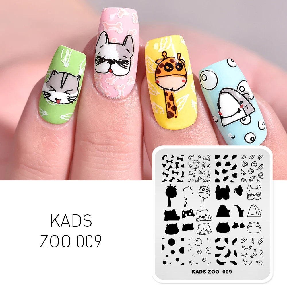 Трафареты KADS для ногтей серии 009 трафареты с изображением милого кота и оленя