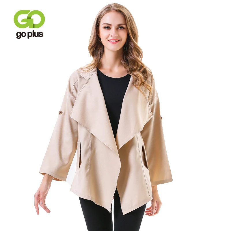 GOPLUS новый элегантный OL Lady Irregualr Тренч с отложным воротником для женщин ветровка