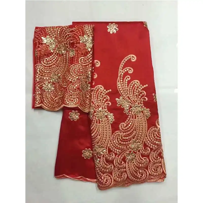 Зеленый нигерийский Жорж для свадьбы с 2 ярдами тюлевой кружевной индийский