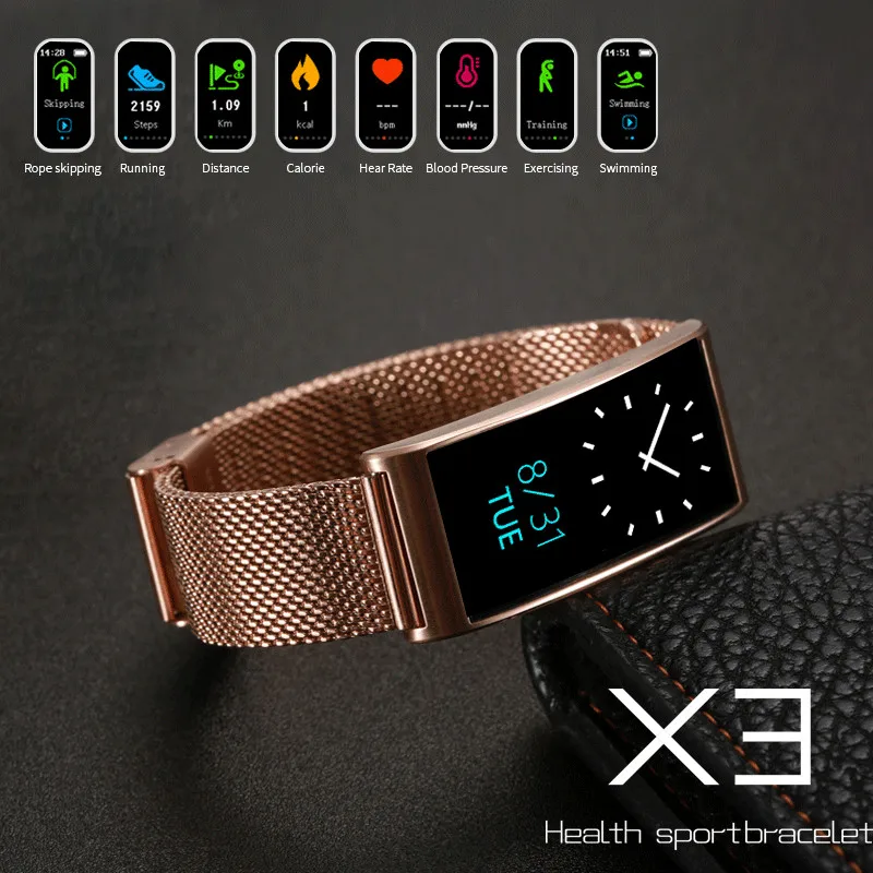 

Yulubu X3 Sports Smart Band Blood Pressure Heart Rate Monitor IP68 Waterproof Bluetooth Fitness Tracker Pedometer Smart Bracelet