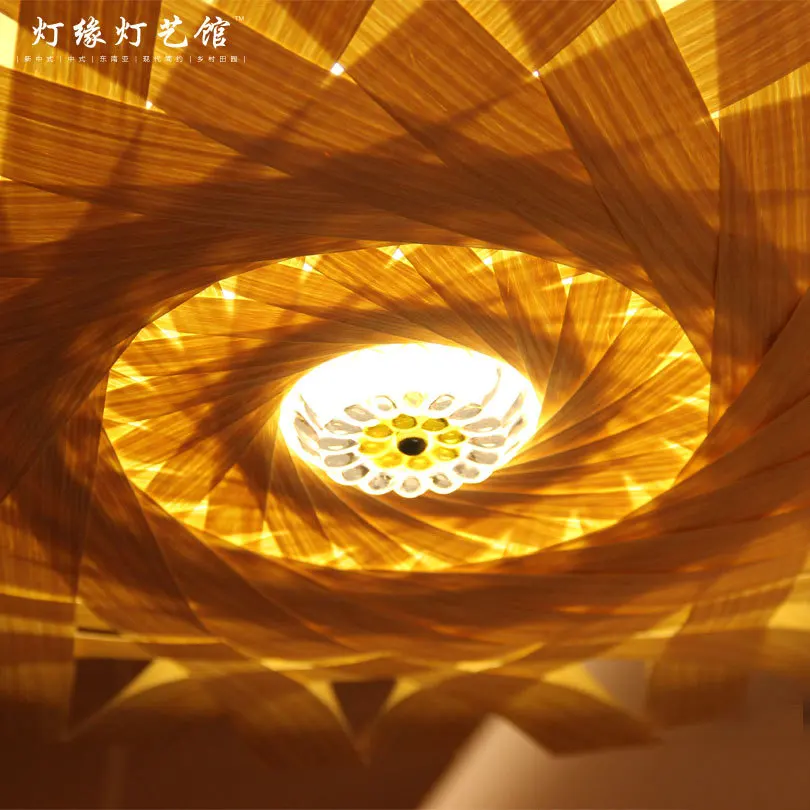 Southeast Wood chandelier with hand-woven natural leather LED light cherry wood color idyllic | Аксессуары для одежды